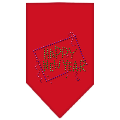 Happy New Year Rhinestone Bandana Red Small